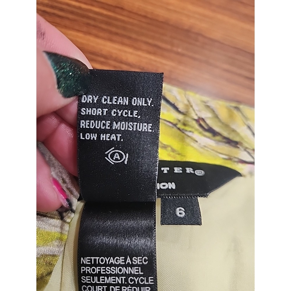 Doncaster Collection Womens Sz 6 Skirt Yellow Floral Silk Pencil Straight - Picture 6 of 7